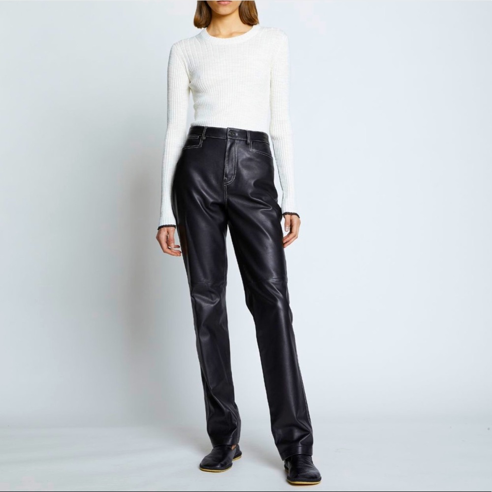 Proenza Schouler straight leather pants/ trousers sz 2 Nappa Leather